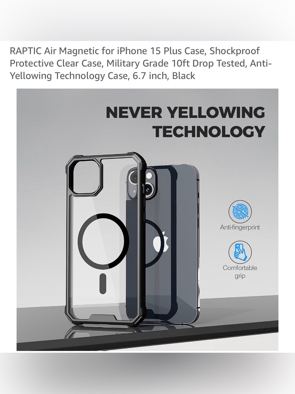 RAPTIC AIR 2.0 Clear Shockproof iPhone 15 Plus Case - Black NEW